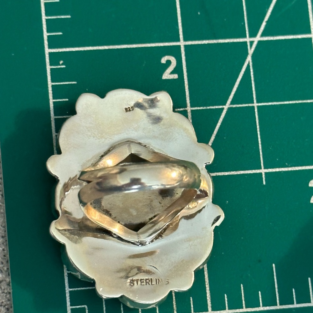 Turquoise Flower Cluster Statement Sterling Silve… - image 5